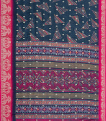 Dark Grey Printed Synthetics Dola With Zari Butta & Zari Border -BL5223