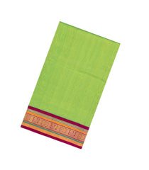 Mint Green Handloom Korvai Silk Cotton Saree With Crimson Border-SC3901