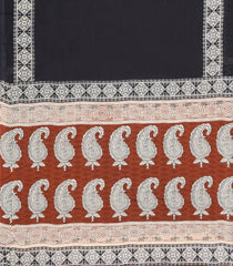 Black Printed Jaipur Cotton Saree With Floral Motifs-JC1745