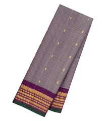 Grey Handloom Gadwal Silk Cotton Saree With Buttas-GA0420