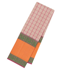 Taupe Handloom Kanchipuram Silk Saree With Checks-KA15152