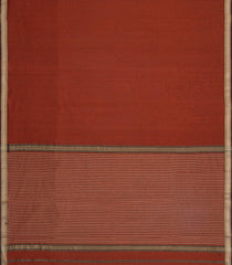 Rust Handloom Maheswari Silk Cotton Saree With Zari Border-SC4839
