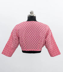 Pink Printed 3/4 Sleeve Cotton Blouse-RB5229