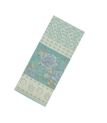 Aquamarine Woven Synthetic Brasso Saree With Printed Floral Motifs-BL4903
