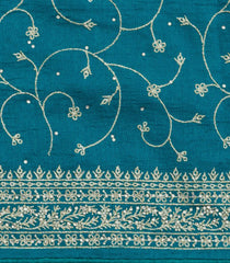 Cyan Woven Synthetic Blended Saree With Embroidered Motifs-EN2018
