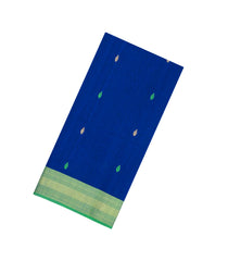 Blue Handloom Maheswari Silk Cotton Saree With Contrast Border-SC4165