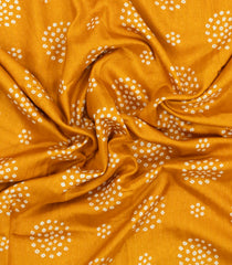 Yellow Printed Synthetic Dola Silk Saree With Motifs & Zari Stripes-SY0452