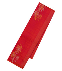Red Handloom Kanchipuram Silk Saree With Stripes & Floral Motifs-KA14095