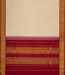 Taupe Handloom Korvai Kanchipuram Silk Saree With Crimson Border-KA15439