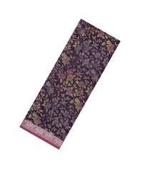 Dark Purple Printed Chanderi Cotton Saree With Zari Border-CC1631