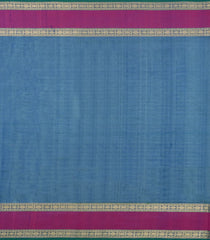 Blue Handloom Silk Cotton Saree With Parrot Buttas-SC4090