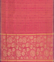 Peach Handloom Uppada Silk Saree With Meena Buttas & Contrast Border-UP0362