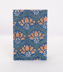 Blue 9 X 6 Inch Bagru Dabu Block Printed 96 Page Handmade Notebook-ACS1020
