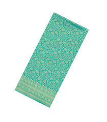 Turquoise Woven Art Dupion Saree With Floral Zari Motifs-BL5903