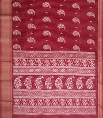 Maroon Printed Synthetic Dola Silk Saree With Motifs & Zari Stripes-SY0429