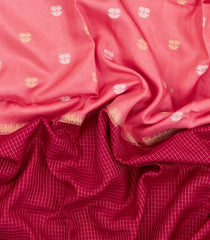 Peach & Magenta Woven Blended Viscose Half & Half Saree-BL5522