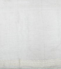 Off White Woven Blended Organza Saree With Embroidered Floral Motifs-EN2101