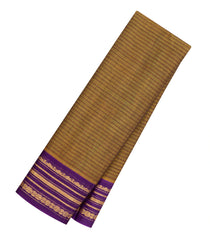 Dark Beige Handloom Gadwal Silk Cotton Saree With Stripes-GA0355