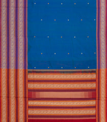 Blue Handloom Silk Cotton Saree With Diamond Buttas-SC4396
