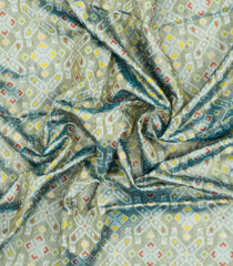 Shadow Green Woven Art Dupion Tissue Saree With Tie & Dye Motifs-BL5867