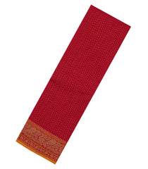 Red Handloom Kanchi Cotton Saree With Checks & Square Motifs-KC1669