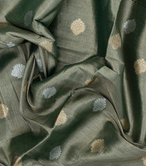 Aquamarine Woven Art Tissue Saree With Embroidered Meena Floral Motifs-BL4970