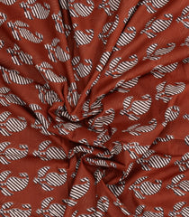 Rust Printed Jaipur Cotton Saree With Floral Motifs-JC1722