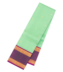 Aquamarine Handloom Korvai Kanchipuram Silk Saree With Zari Buttas-KA16672
