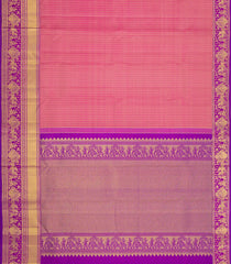 Peach Handloom Kanchipuram Silk Saree With Contrast Border-KA16309