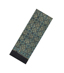 Aquamarine Woven Pure Silk Saree With Ajrakh Print-TU3211