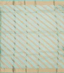 Aquamarine Handloom Banarasi Organza Silk Saree With Stripes-BE1640