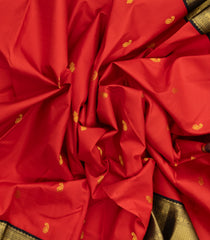 Red Handloom Korvai Kanchipuram Silk Saree With Buttas & Contrast Border-KA12903