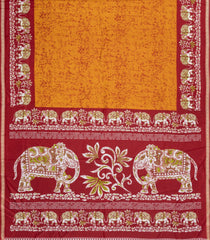 Orange Printed Synthetics Dupion Saree With Abstract Motifs-BL5213
