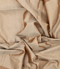 Taupe Handloom Soft Silk Saree With Floral Buttas & Contrast Border-SO4560