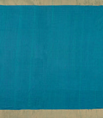 Cyan Printed Tussar Silk Saree With Floral Motifs-TU3455