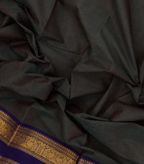 Black Woven Chettinad Cotton Saree With Contrast Border-CN1860