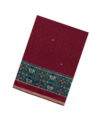 Maroon Printed Synthetic Viscose Dola Silk Saree With Mirror Work-SY0266
