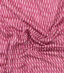Bubblegum Pink Printed Chanderi Cotton Saree With Floral Motifs-CC1442