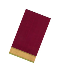 Crimson Handloom Silk Cotton Saree With Contrast Zari Border-SC4635