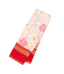 Baby Pink Handloom Kanchipuram Silk Saree With Printed Floral Motifs-PS0759