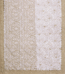 Off White Woven Blended Supernet Saree With Embroidered Floral Motifs-EN1932