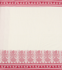 Off White Handloom Bengal Cotton Saree With Dancing Motifs-BG1560