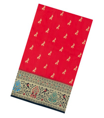 Red Handloom Paithani Silk Saree With Meena Border & Pallu-PA1122
