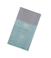 Grey Woven Kora Soft Silk Saree With Stripes & Buttas-SO4737