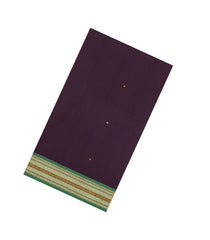 Dark Brown Handloom Village Cotton Saree With Buttas-VC1612