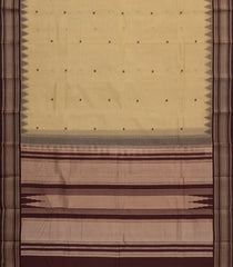 Cream Handloom Kanchi Cotton Saree With Contrast Silk Border-KC1793