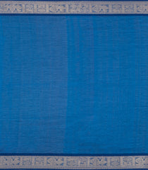 Blue Handloom Silk Cotton Saree With Checks & Buttas-SC4236