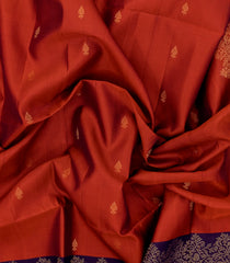 Rust Handloom Soft Silk Saree With Floral Motifs-SO4563