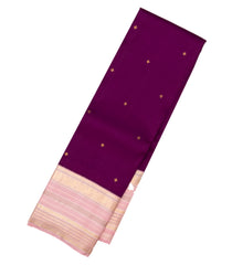 Magenta Handloom Korvai Kanchipuram Silk Saree With Floral Buttas-KA12956