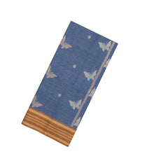 Steel Blue Woven Art Dupion Saree With Butterfly Motifs-BL4962